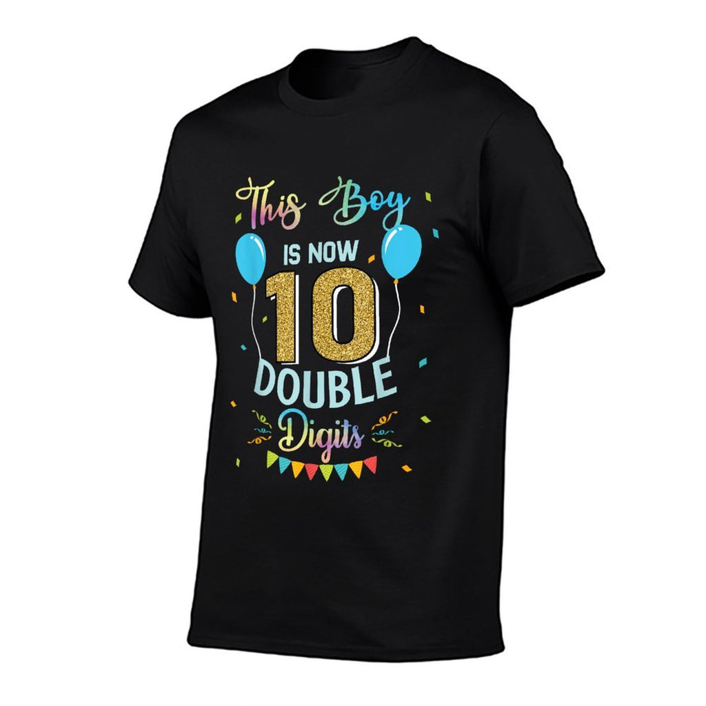This Boy Is Now Double Digits 10th Birthday Boy 10 Years Old  Summer-ready Fabric T-Shirt