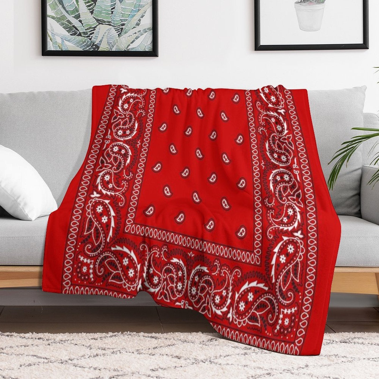 Bandana - Red Plush Throw Blanket