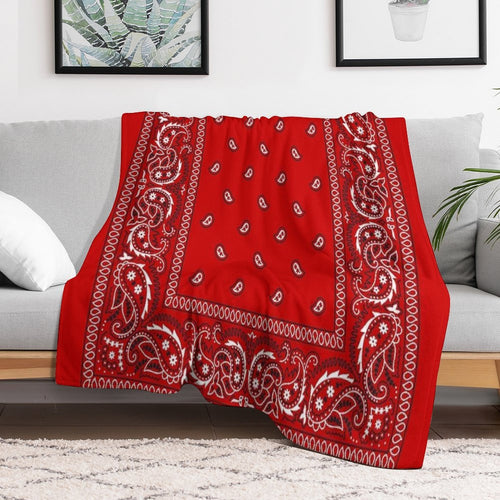 Bandana - Red Plush Throw Blanket