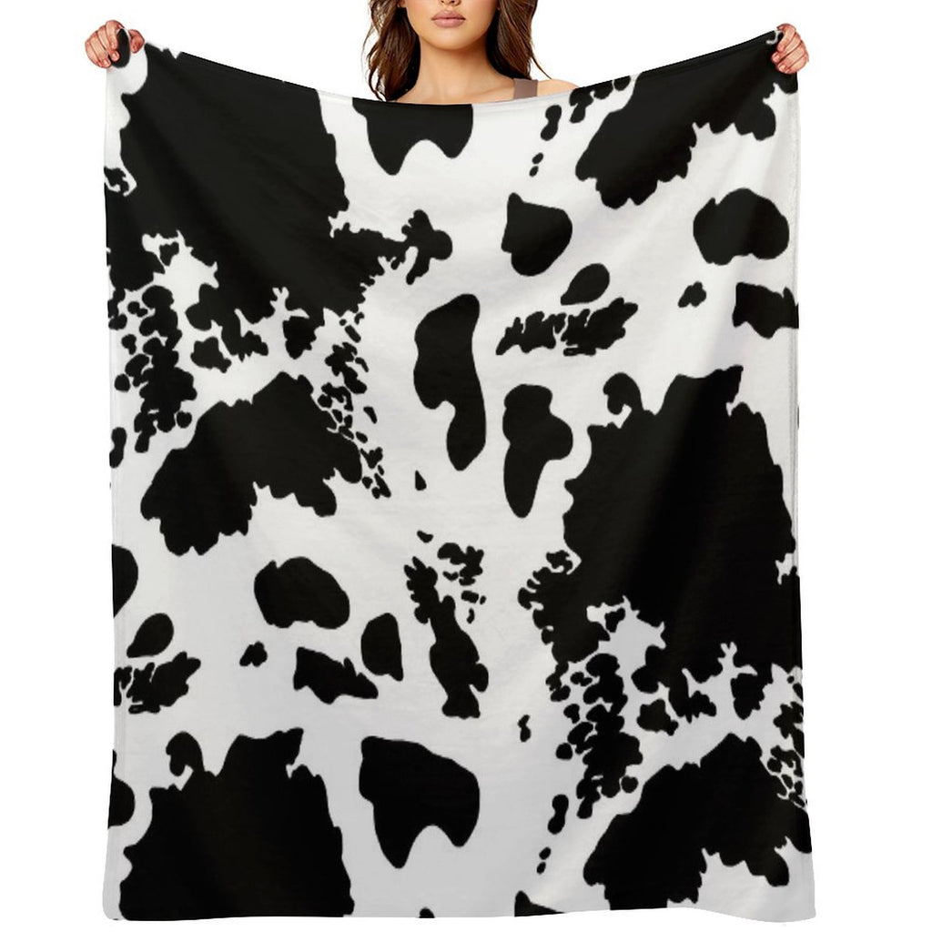 Black And White Cowhide Print Pattern Lightweight Throw Blanket