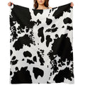 Black And White Cowhide Print Pattern Lightweight Throw Blanket