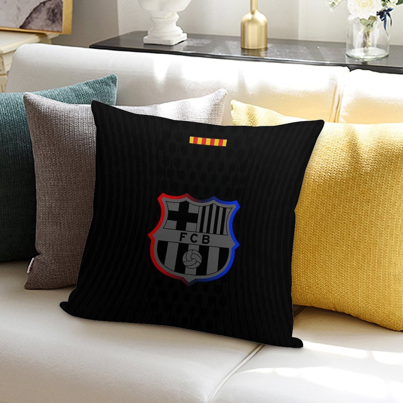 Barca Away 2024-25 Black Soft Durable Construction Throw Pillow