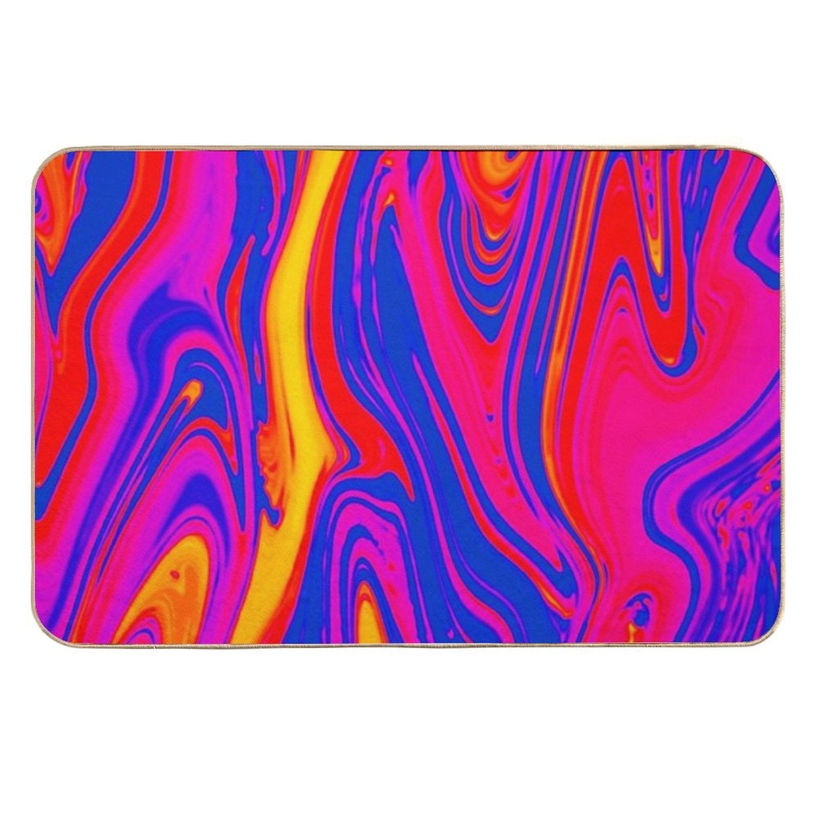 Psychedelic Liquid Marble Swirls  Fade-Resistant Bath Mat
