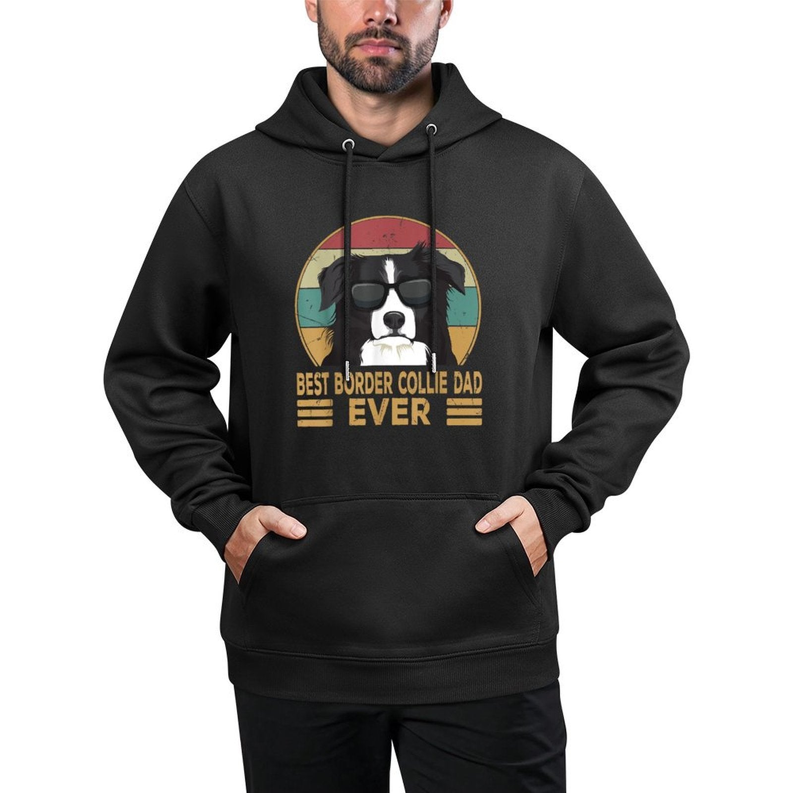 Best Border Collie Dad Ever Funny Dog Gift for Men And Boys Breathable Fabric Hoodie