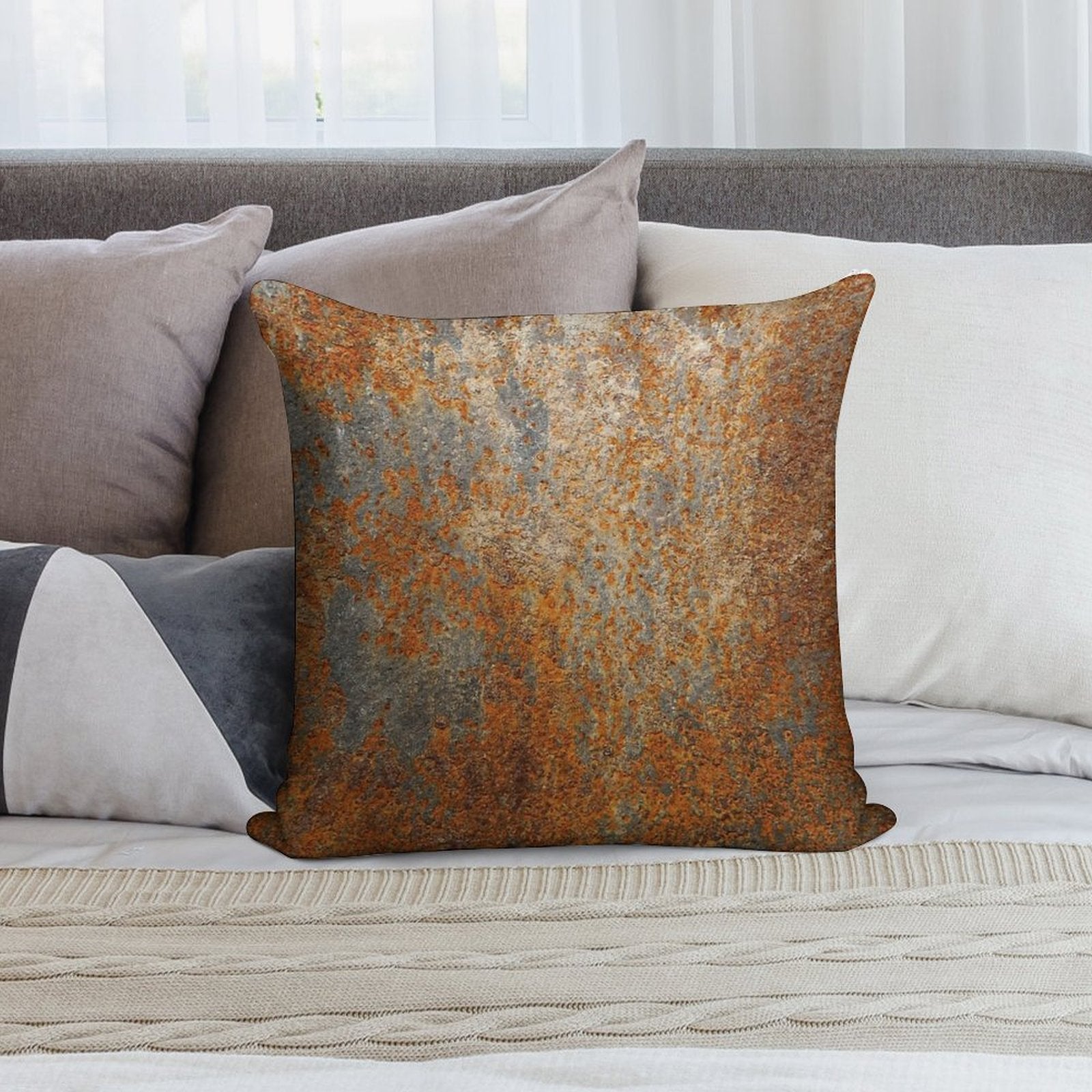 Rust Rusty Texture Soft Hidden Zipper Throw Pillow