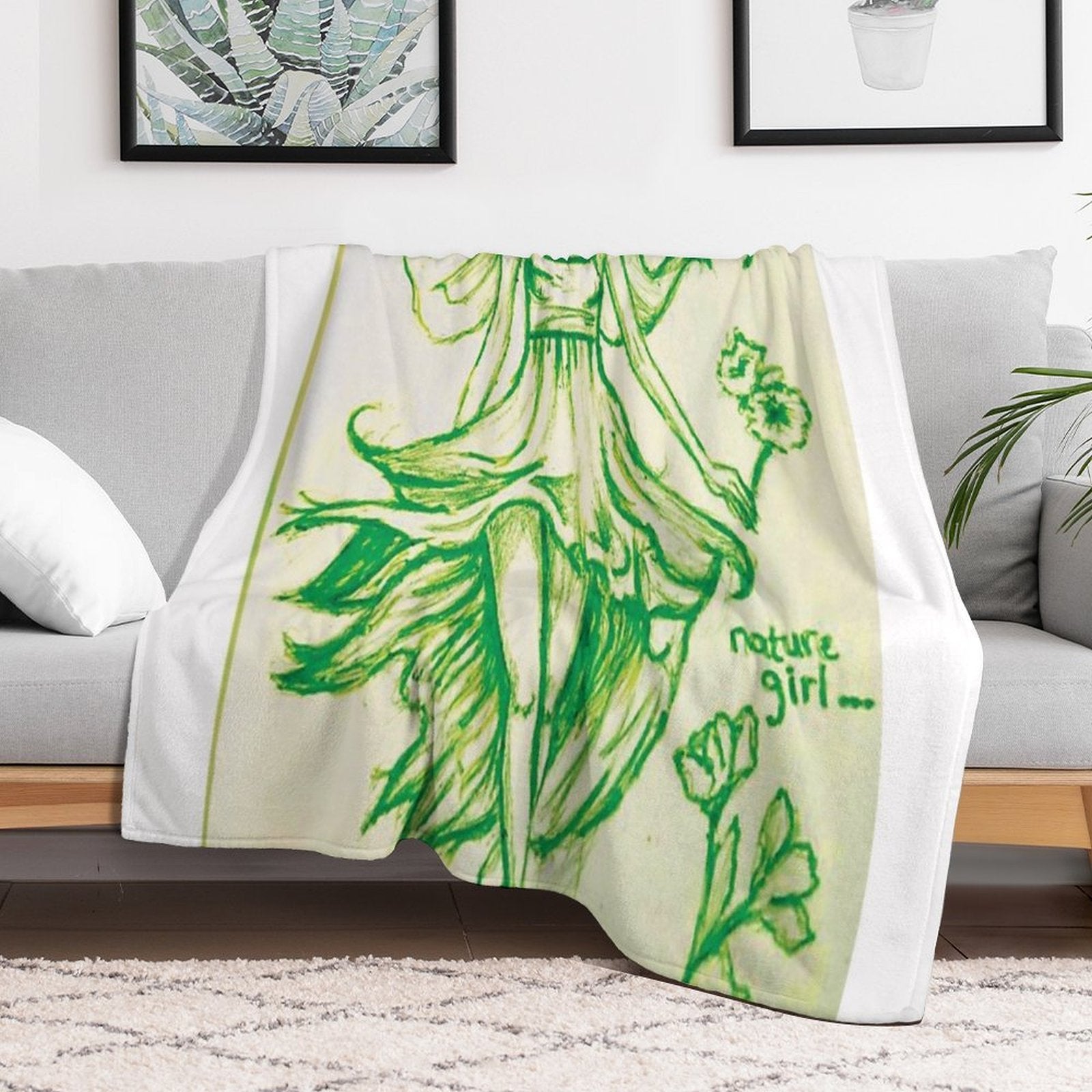 Green Forest Fairy Aesthetic Quick-dry Throw Blanket