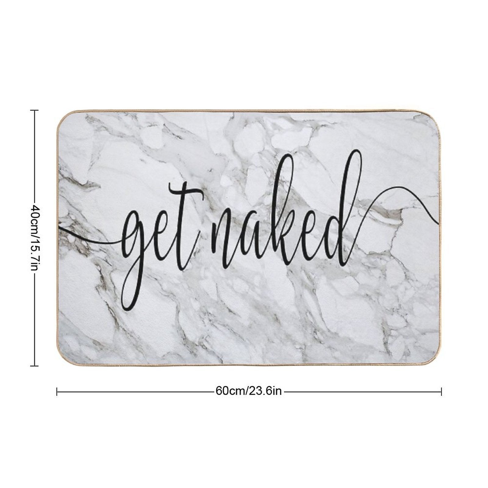 Get Naked Grey Marble Minimalist Design  Fade-Resistant Bath Mat