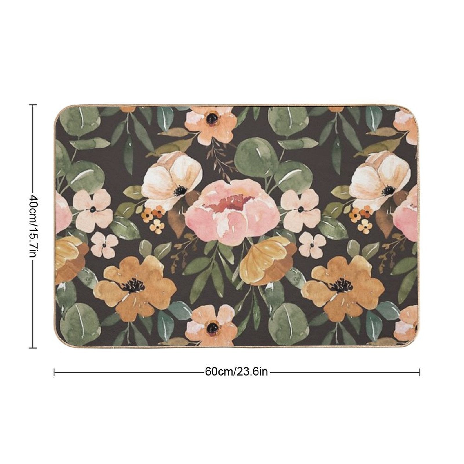 Boho Floral, Moody Floral, Blush Pink Watercolor Flowers, Vintage Floral Decor  High-Traffic Bath Mat