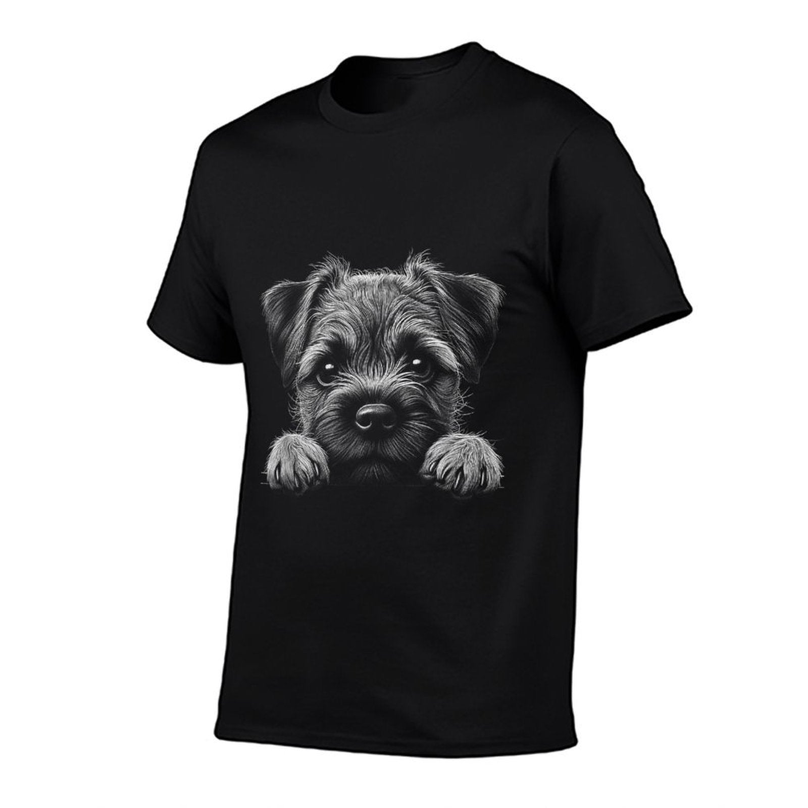 Border Terrier Dog Peeking Art Design  Affordable Price T-Shirt