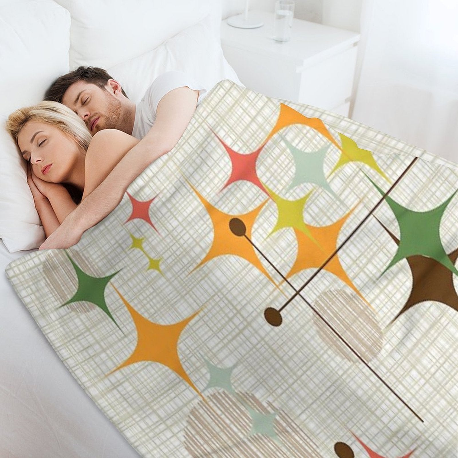 Eames Era Starbursts And Globes 3 (bkgrnd) Quick-dry Throw Blanket