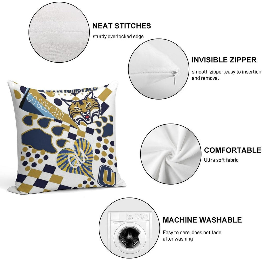 Quinnipiac University Collage Soft Reinforced Edging Throw Pillow