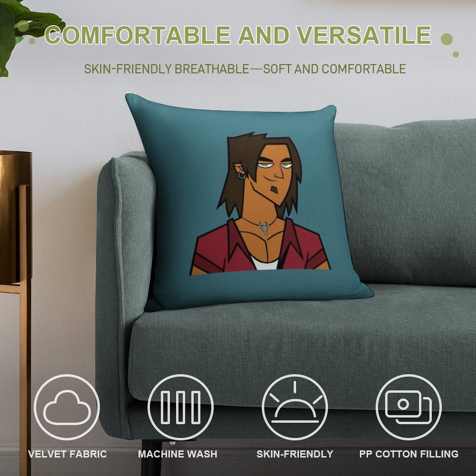 Total Drama - Alejandro Soft Reinforced Edging Throw Pillow