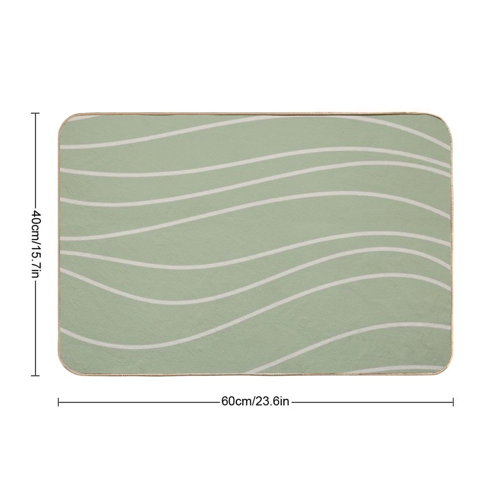 Sage Waves - Minimalist Abstract Line Pattern in Sage Green And Beige  Odorless Bath Mat