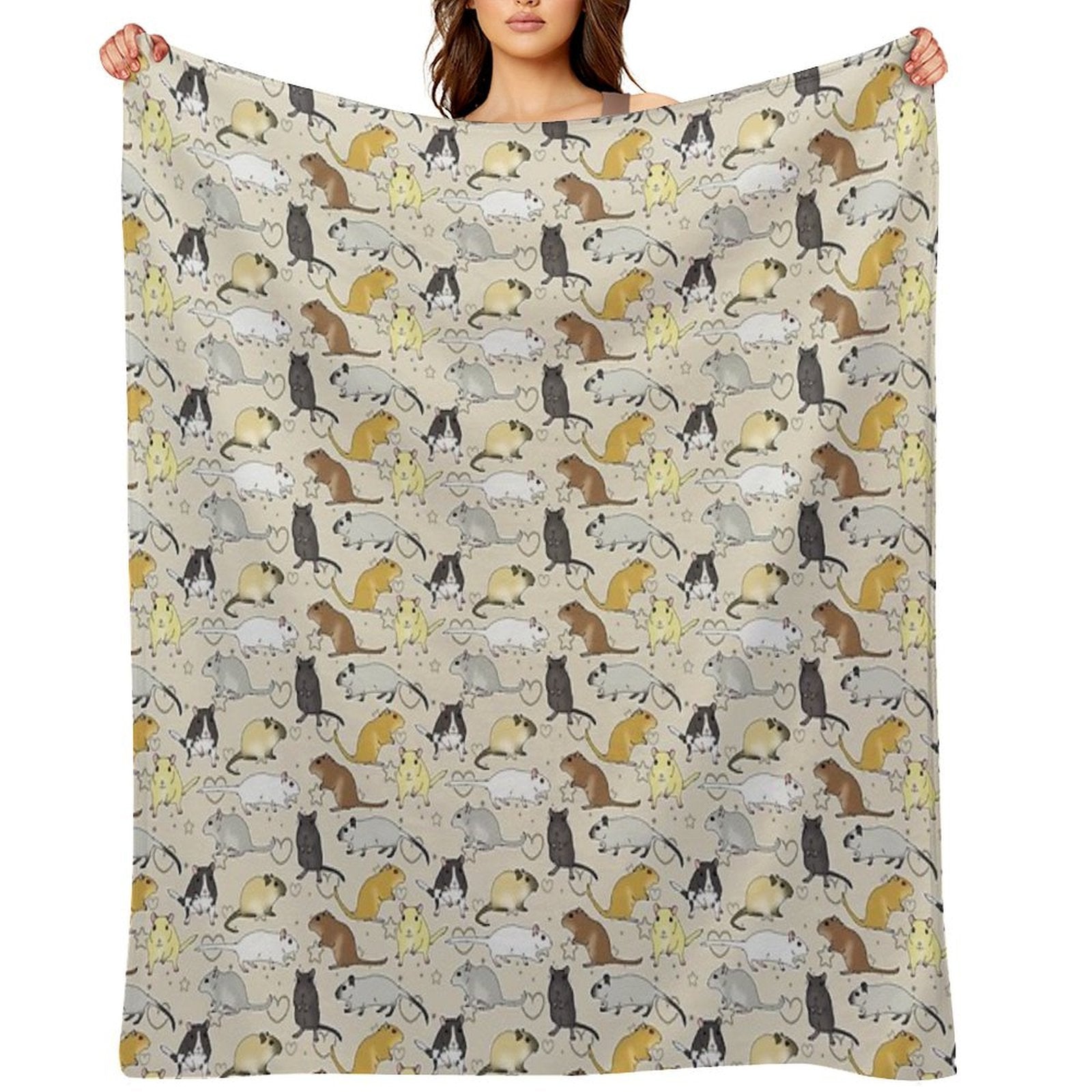 Gerbil Pattern Simple But Cute All-season Throw Blanket