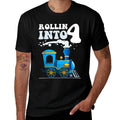 Rollin' Into 4 Train 4th Birthday Party Four Years Old Boys  Vintage-inspired T-Shirt
