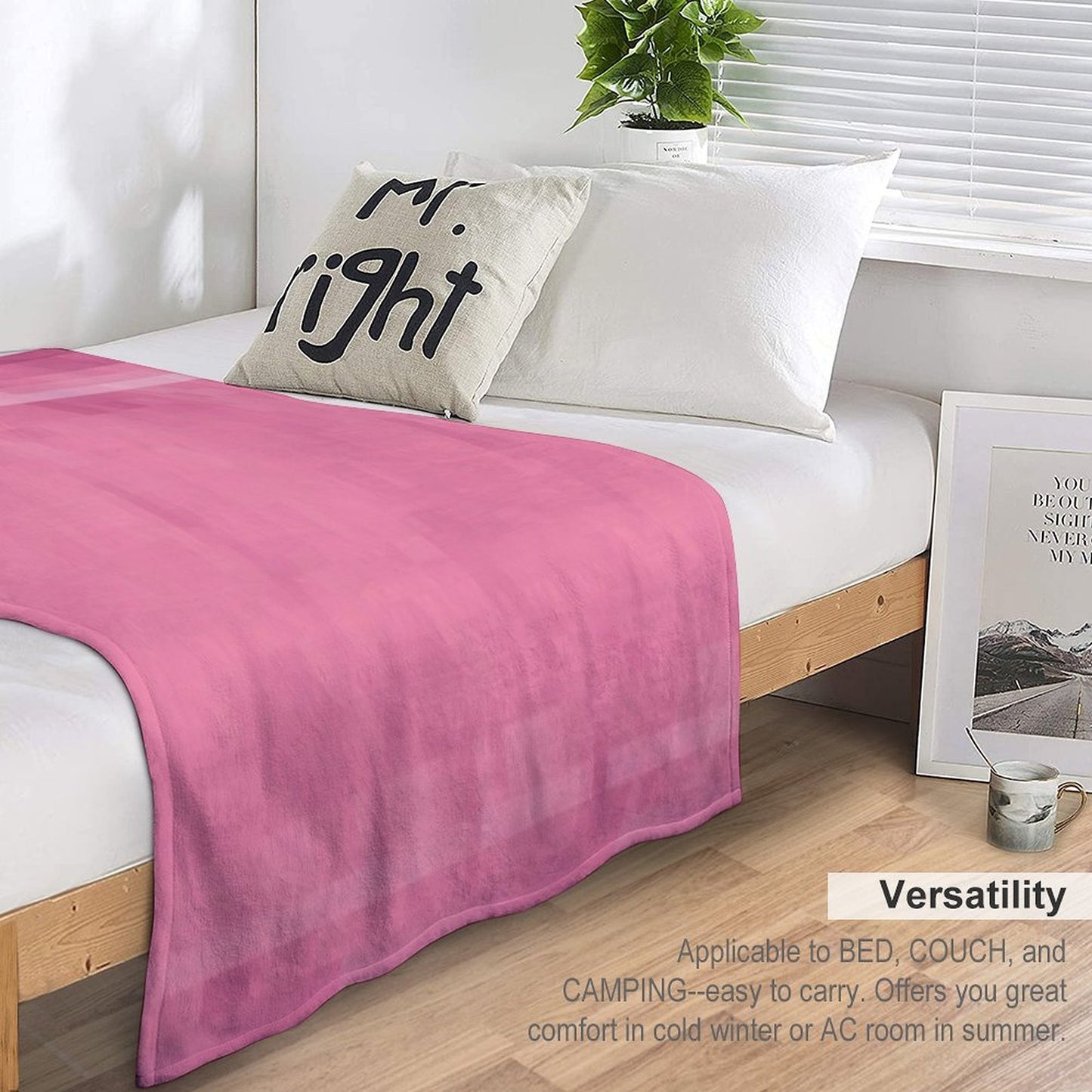 Minecraft Pink Pixel Bed Lightweight Throw Blanket