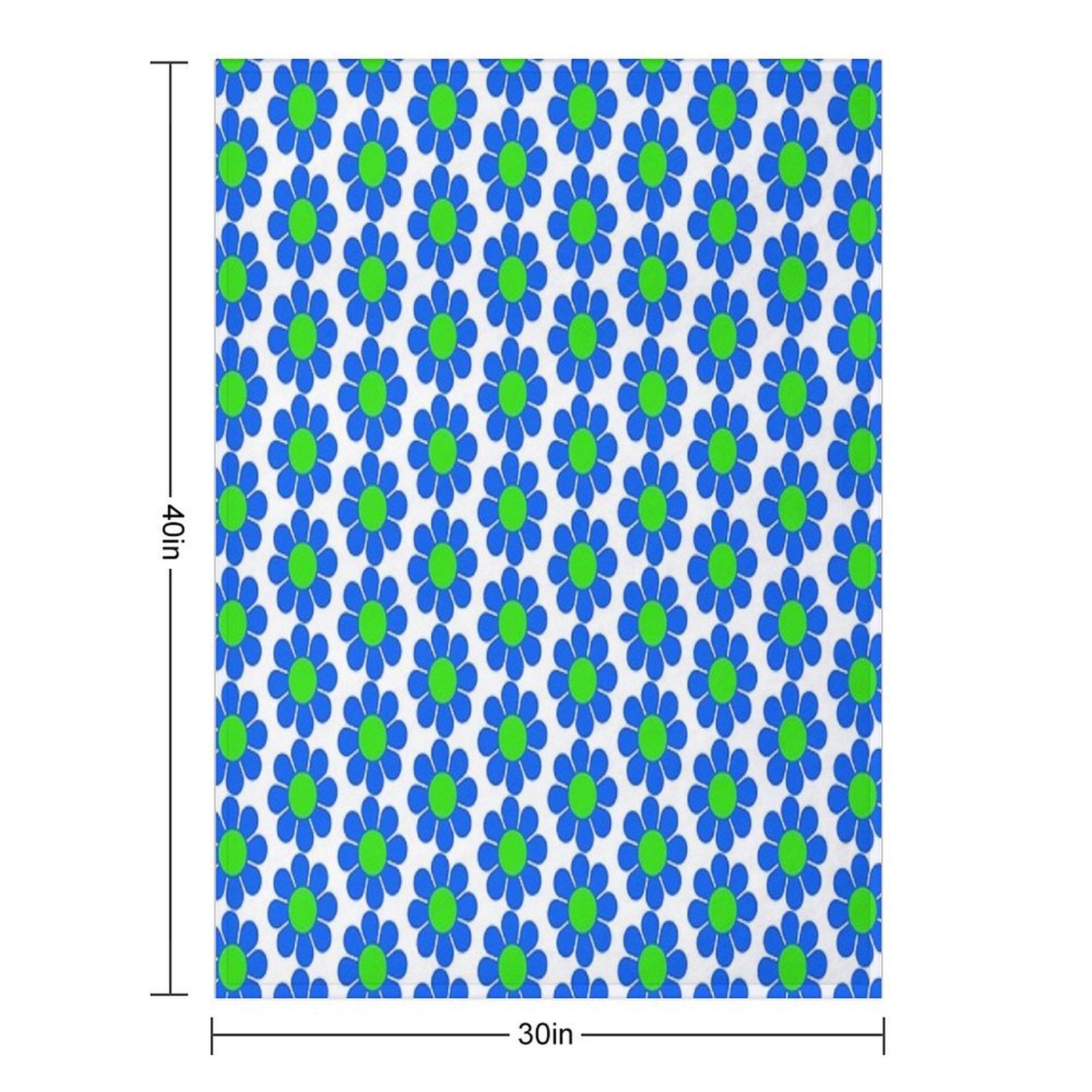 Blue Green Hippy Flower Daisy Wrinkle-free Throw Blanket