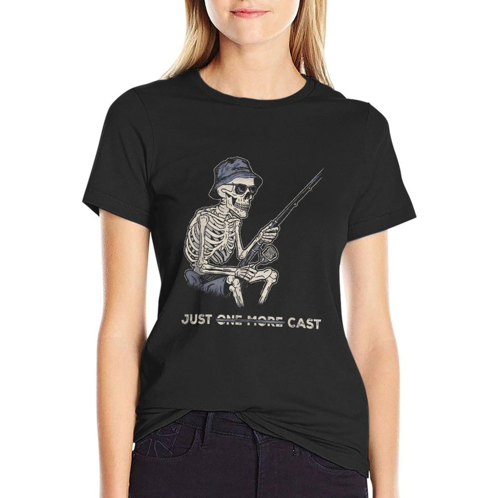 Funny Skeleton Fishing Just One More Cast Quote  Stretchy T-Shirt