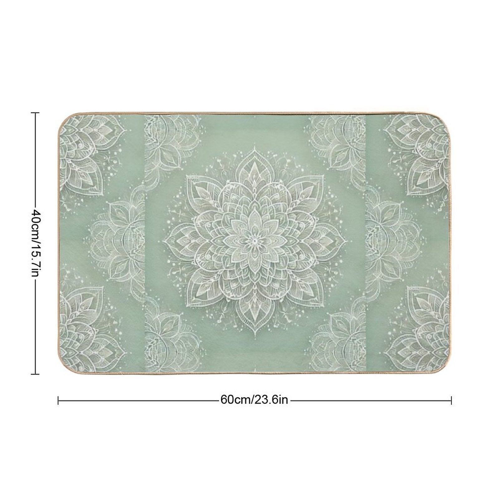 Mandala on Sage Green  Absorbent Bath Mat