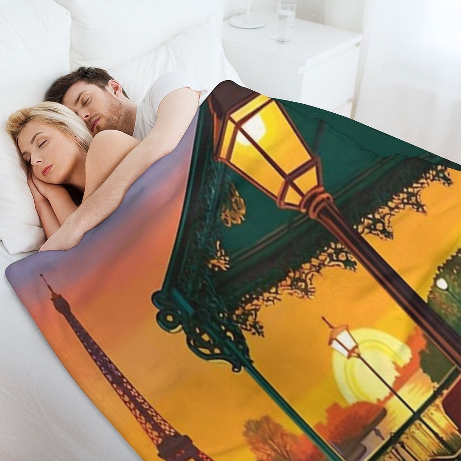 Sunset in Paris City Wrinkle-free Throw Blanket