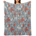 Seamless Pattern with Winter Forest, Deer, Owl And Fox. The Scandinavian Style. Gift-ready Throw Blanket