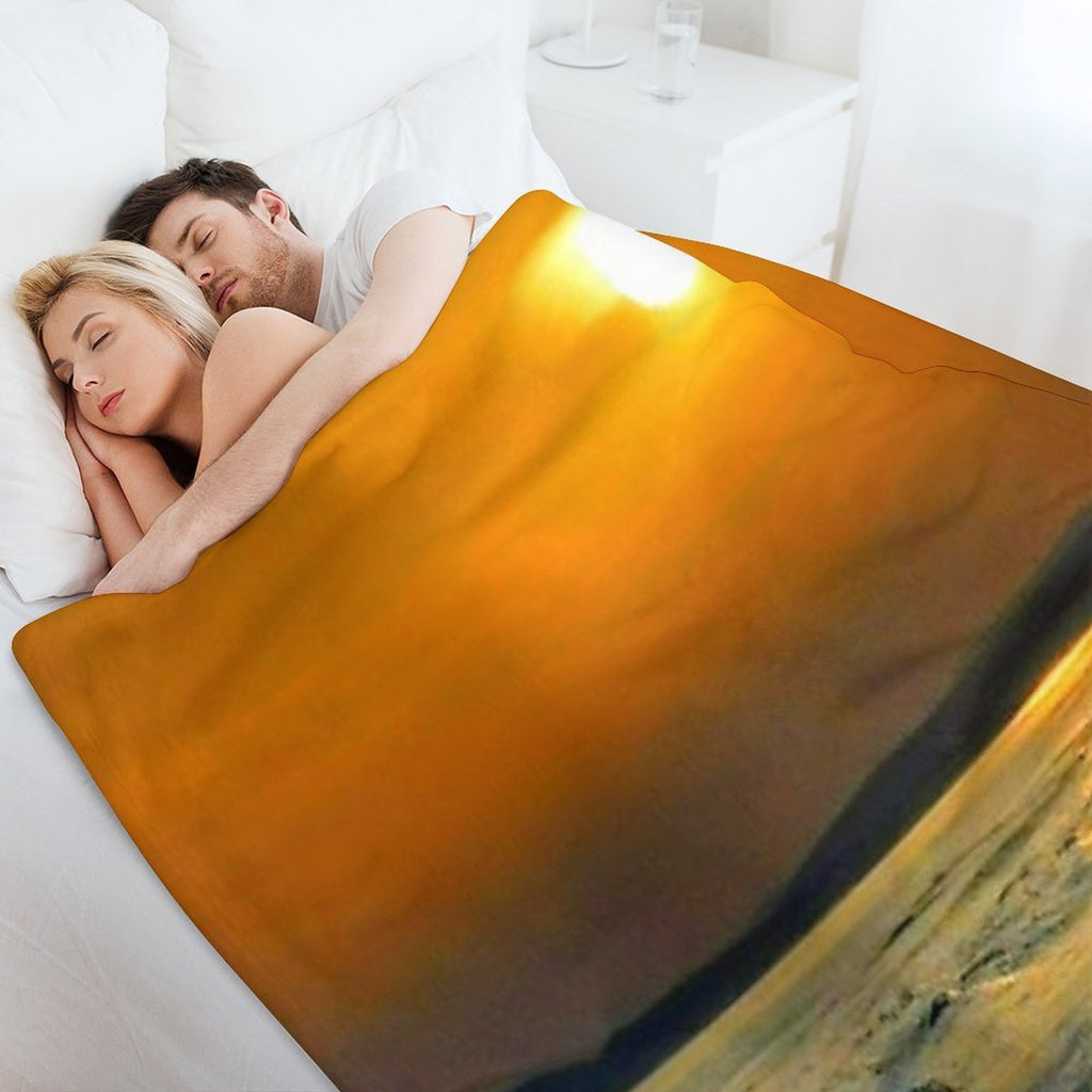 Sunset And Shadow Play on The Beach Velvety-soft Throw Blanket