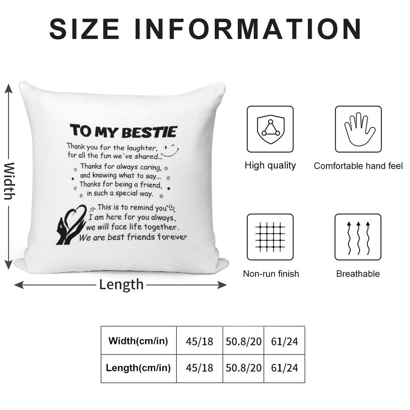 To My Bestie Thank You for The Laughter Soft Durable Construction Throw Pillow