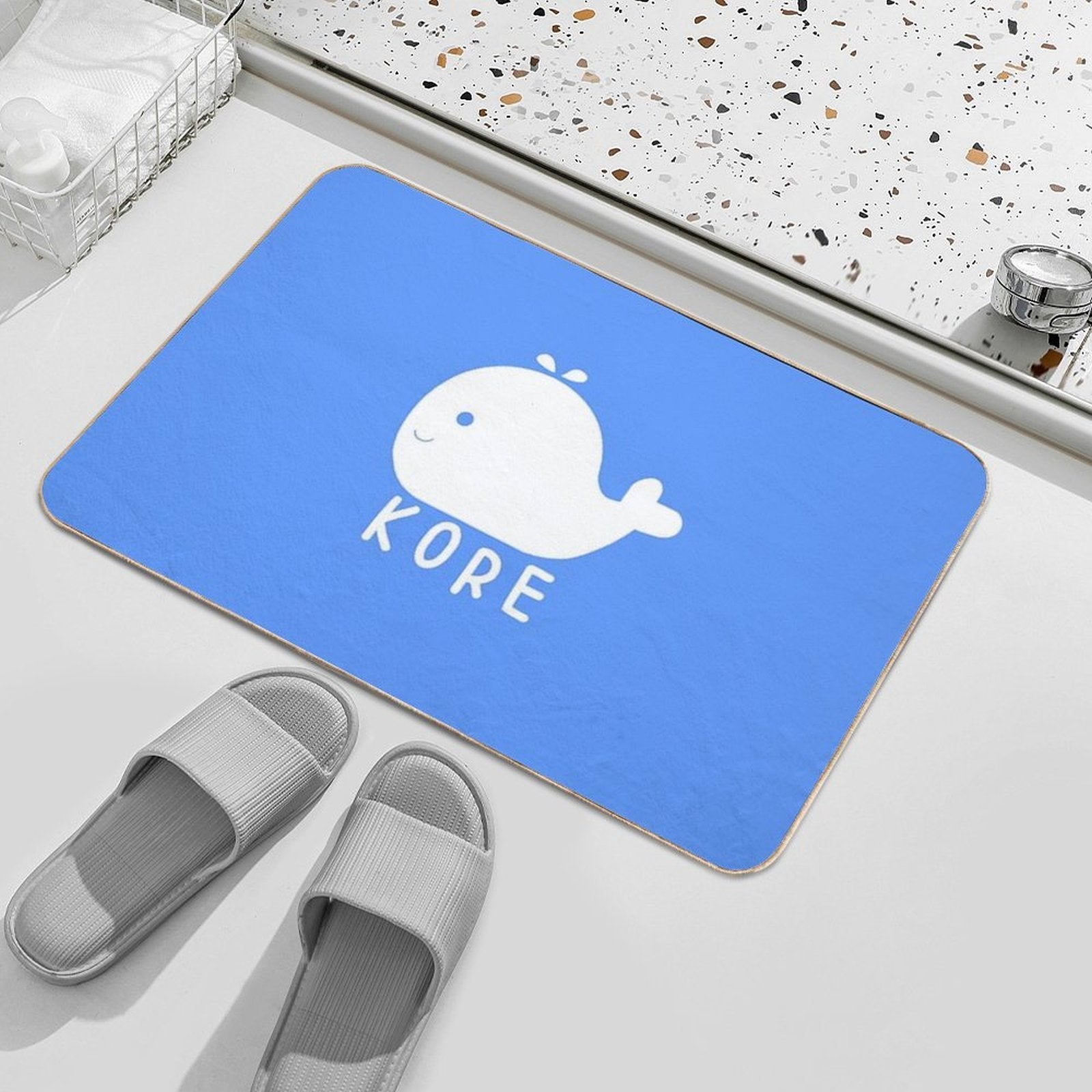 White Kore Whale  Versatile Bath Mat