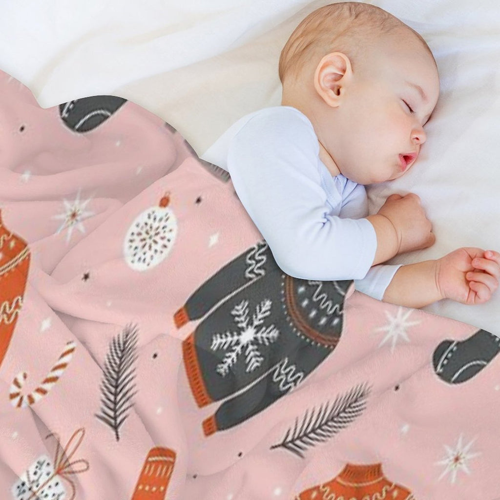 Christmas Sweater Pattern Pink Quick-dry Throw Blanket