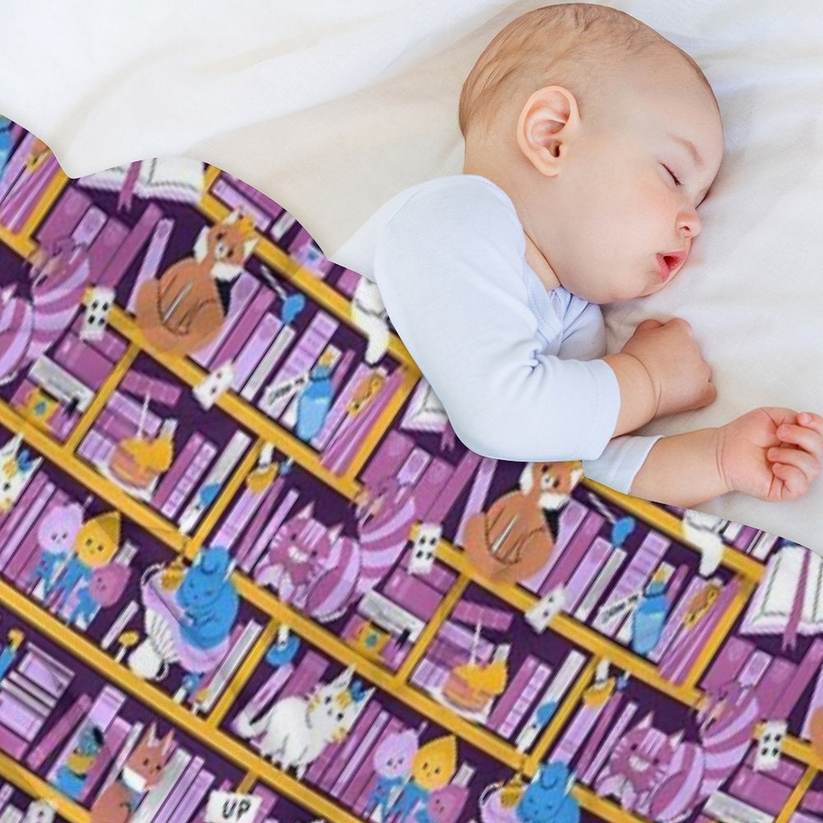 Library in Wonderland Sustainable Throw Blanket