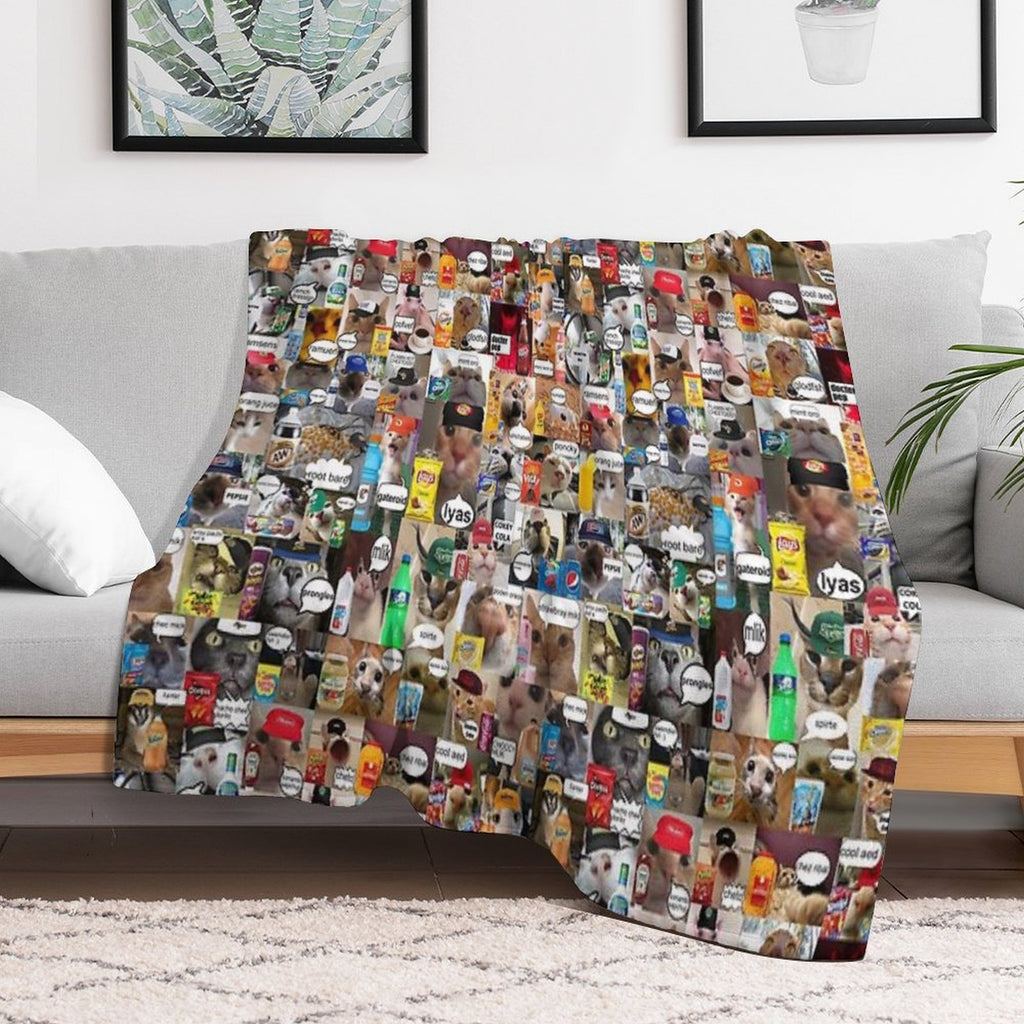 Cats with SnacksDrinks Travel-friendly Throw Blanket