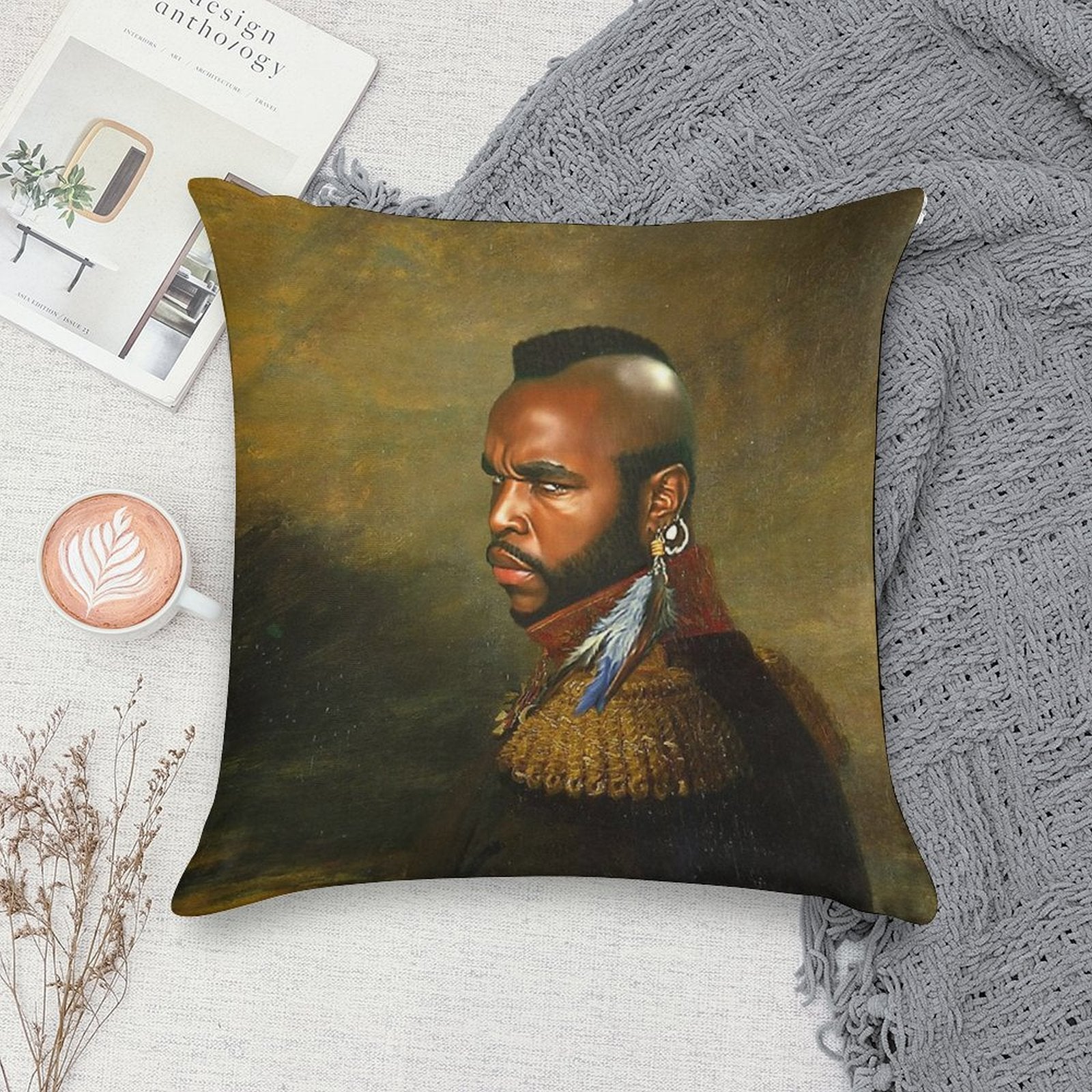 Mr. T - Replaceface Soft Short Plush Fabric Throw Pillow