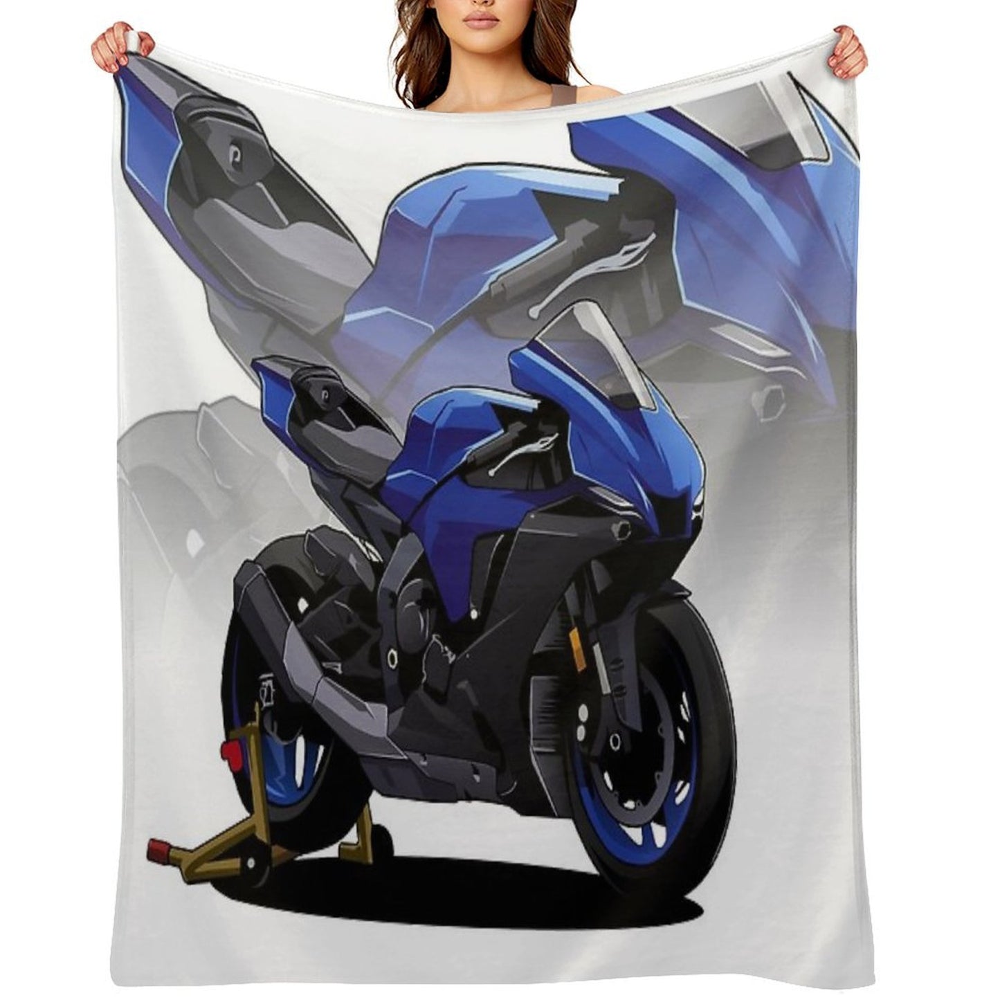 Yamaha R1 with Special Background Wrinkle-free Throw Blanket