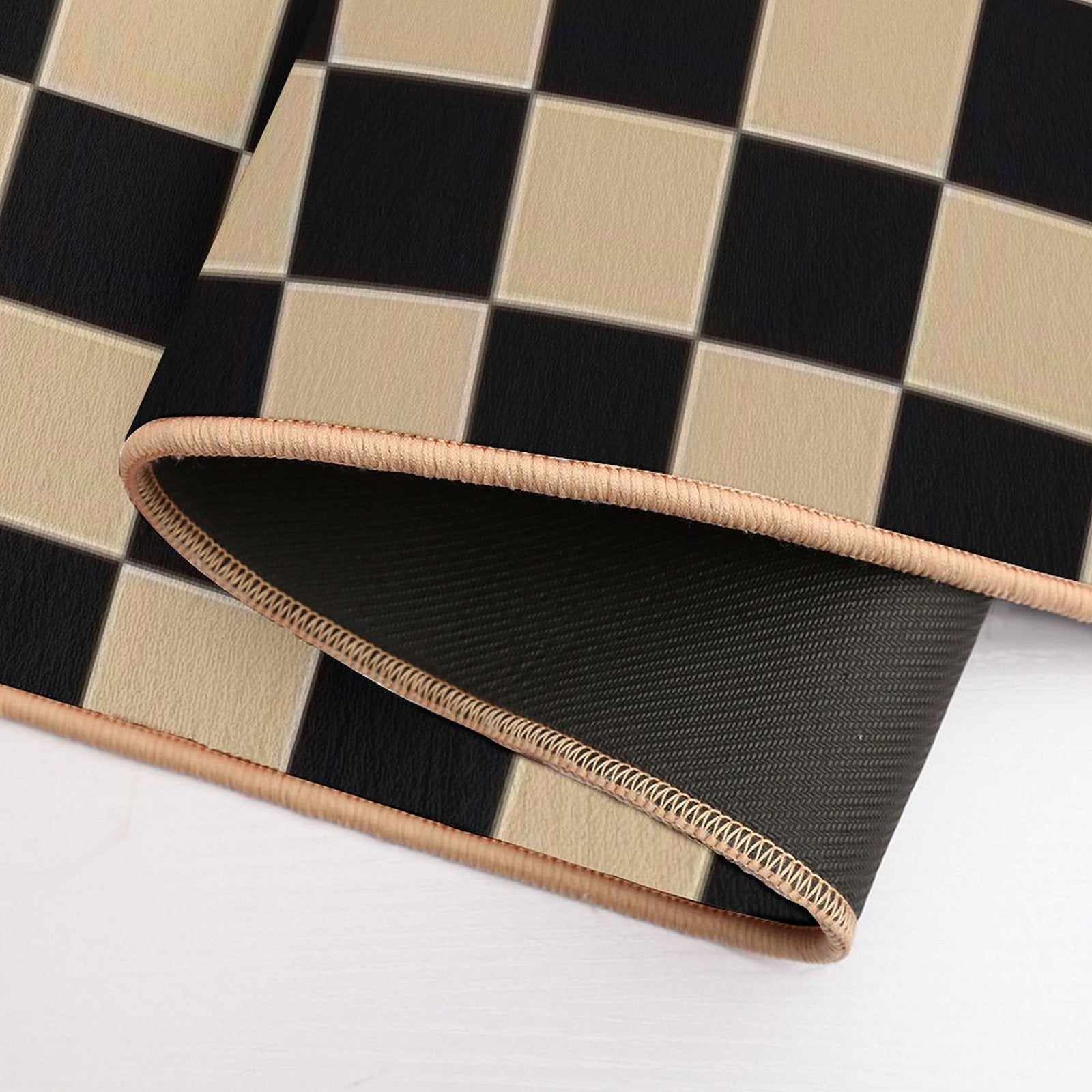 Black And Tan Brown Checkerboard  Versatile Bath Mat