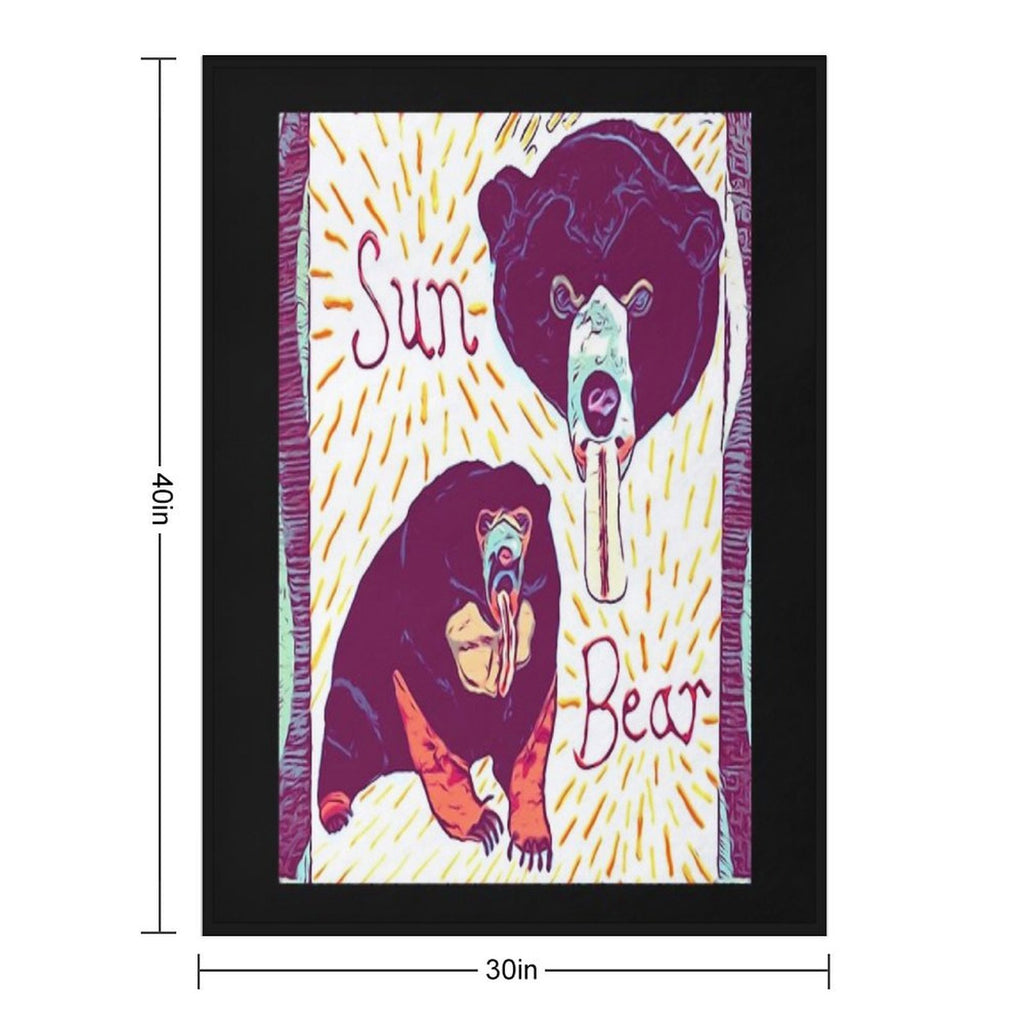 Black And Tan Sun Bear Felt Work Machine-washable Throw Blanket