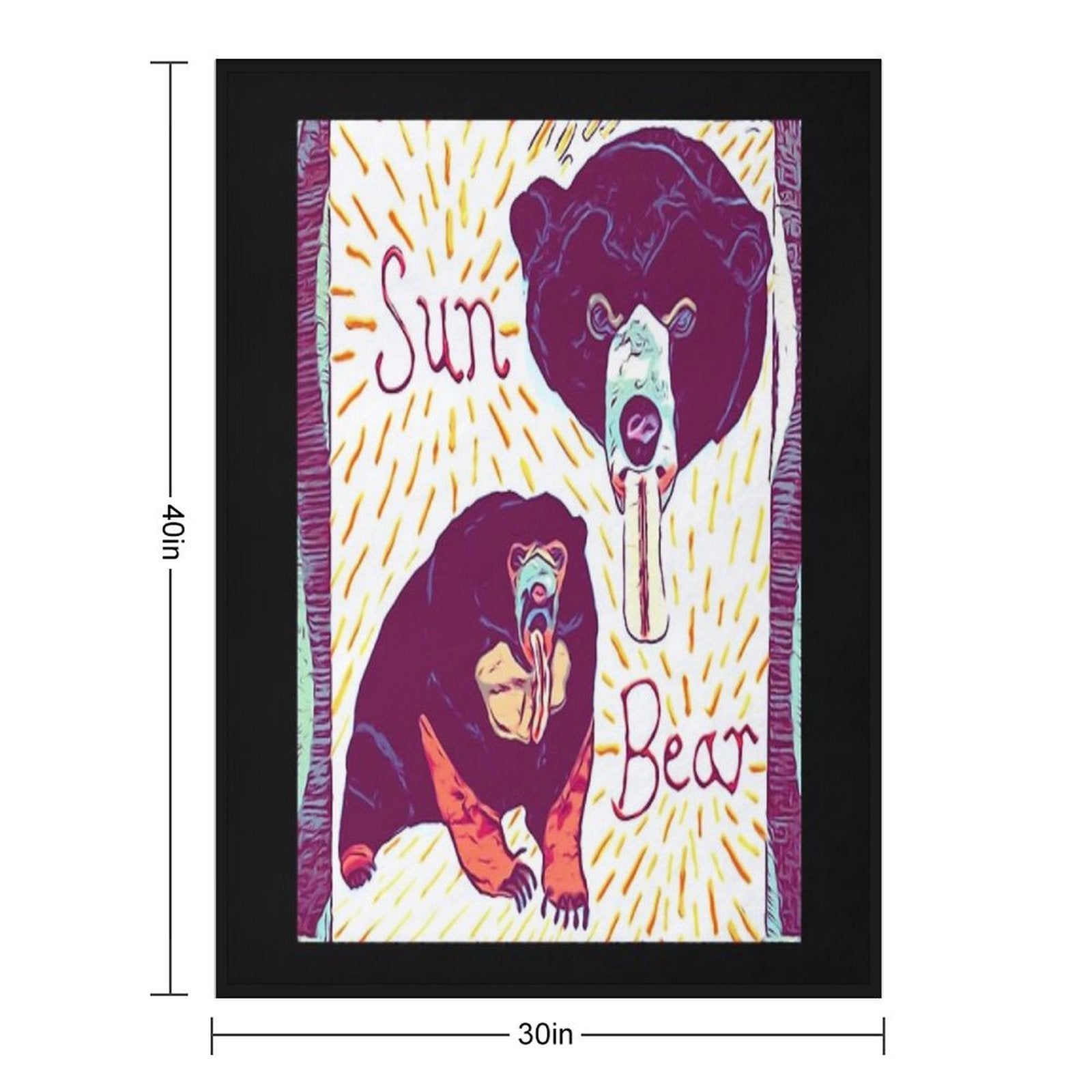 Black And Tan Sun Bear Felt Work Machine-washable Throw Blanket