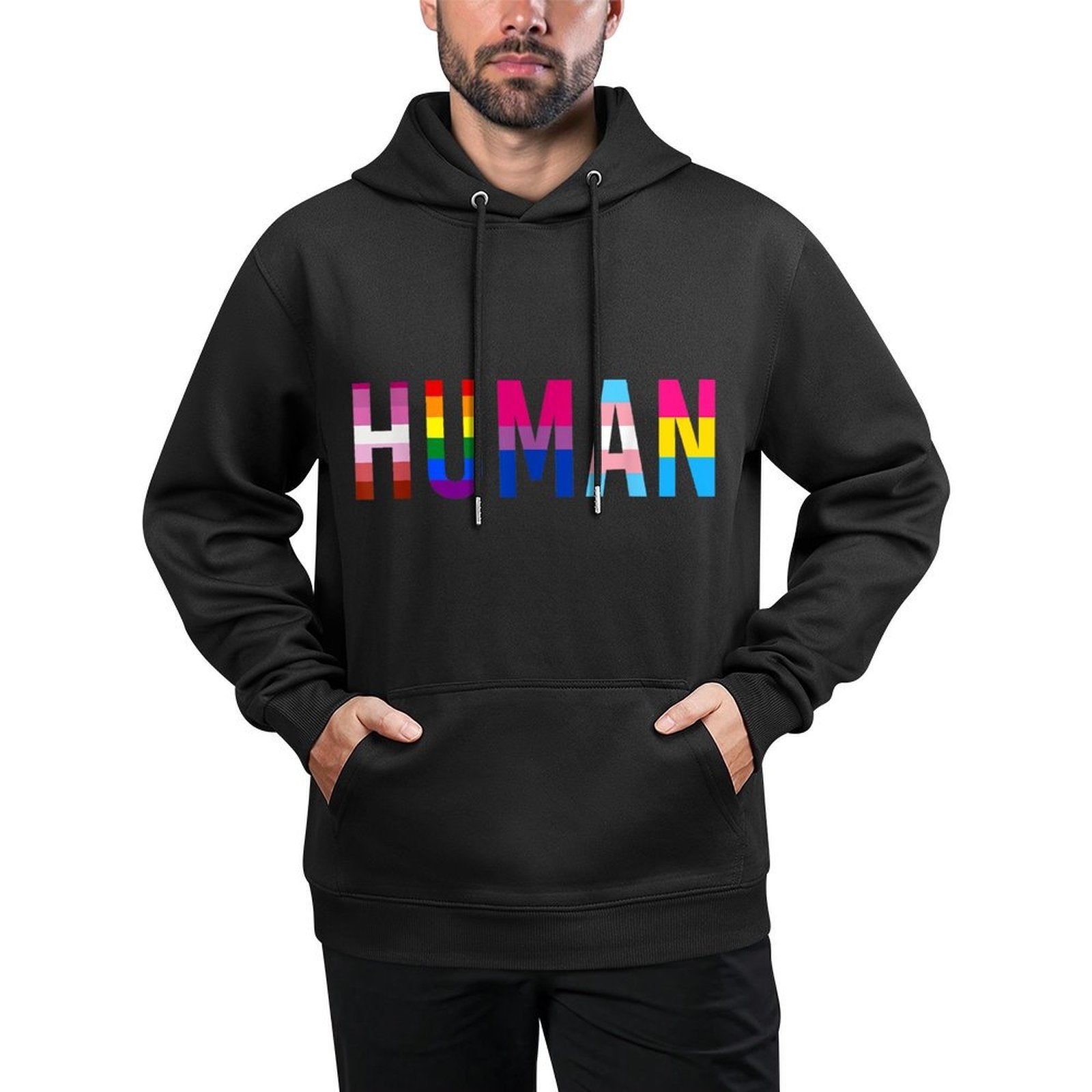 HUMAN LGBT Gay Pride Month Transgender Rainbow Lesbian Machine Washable Hoodie