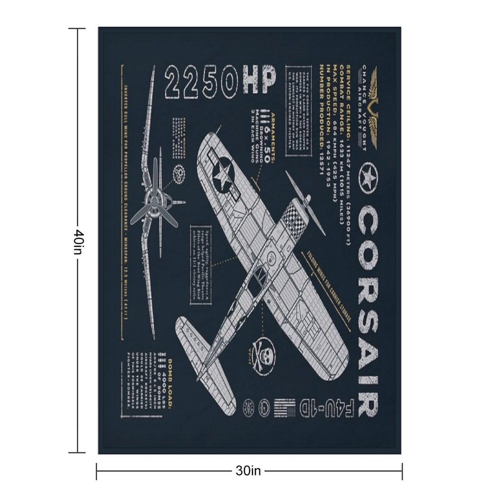 F4U Corsair Easy Care Throw Blanket