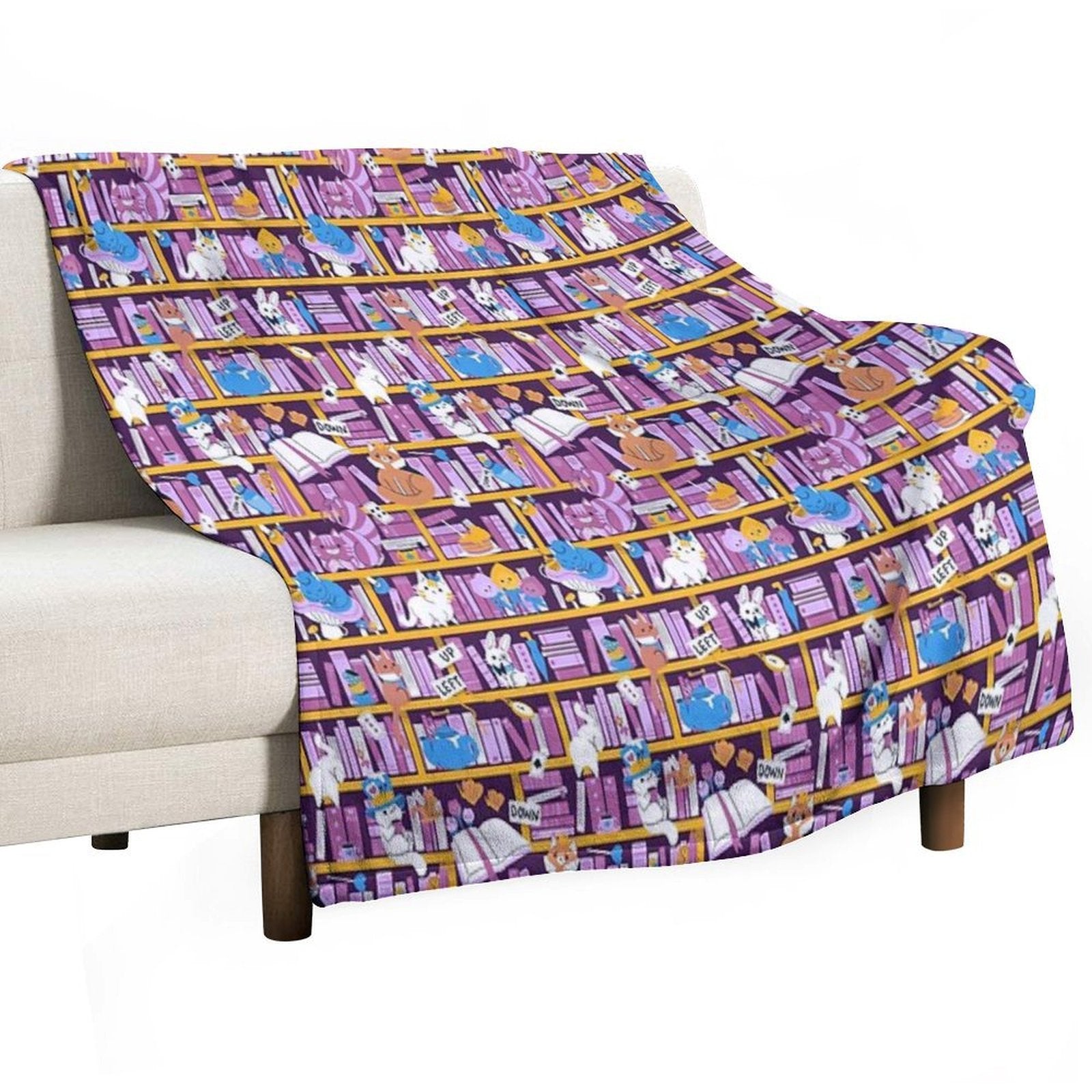 Library in Wonderland Sustainable Throw Blanket