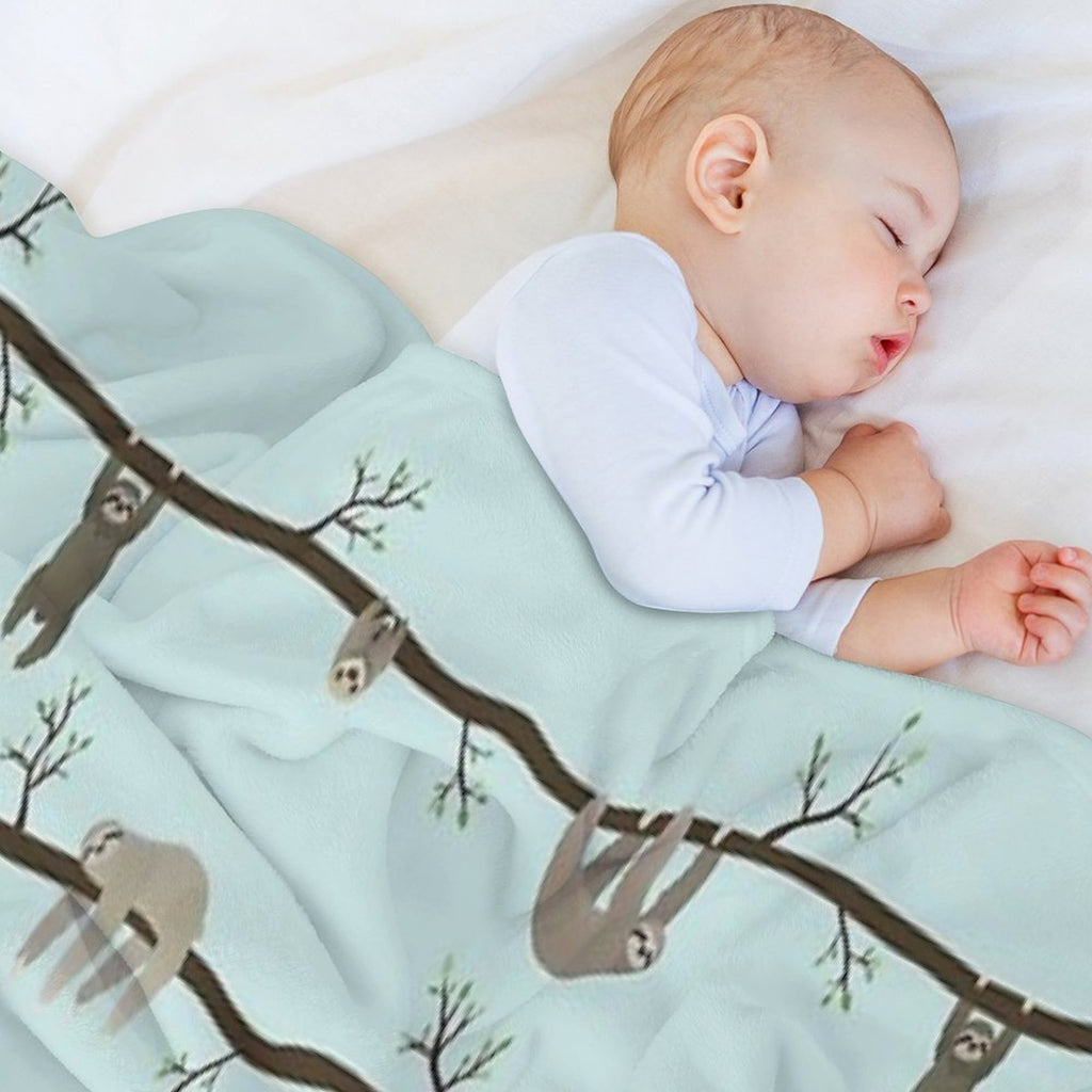Sloths (blue) Shrink-resistant Throw Blanket