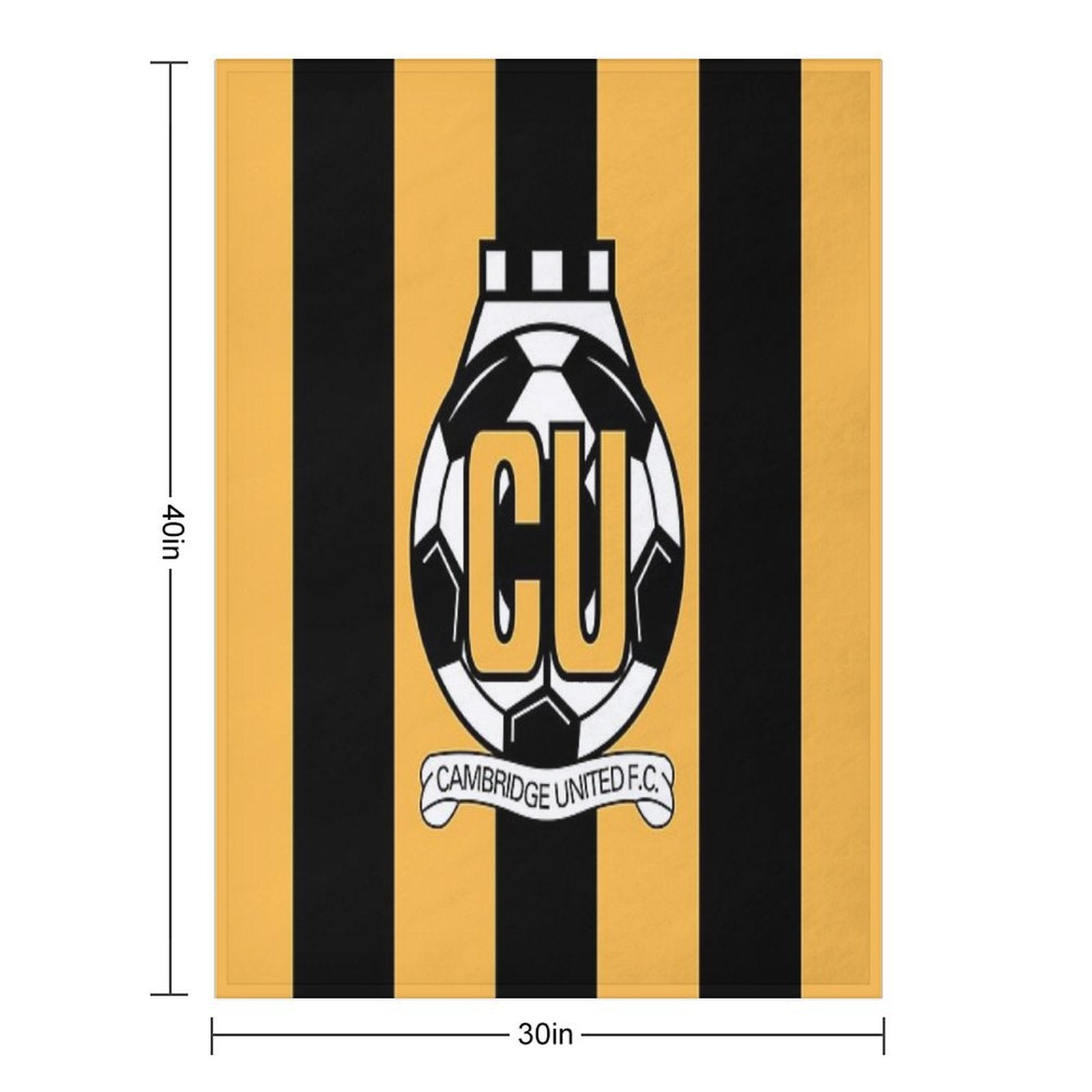 Cambridge United FC Logo - Stripes Durable Throw Blanket