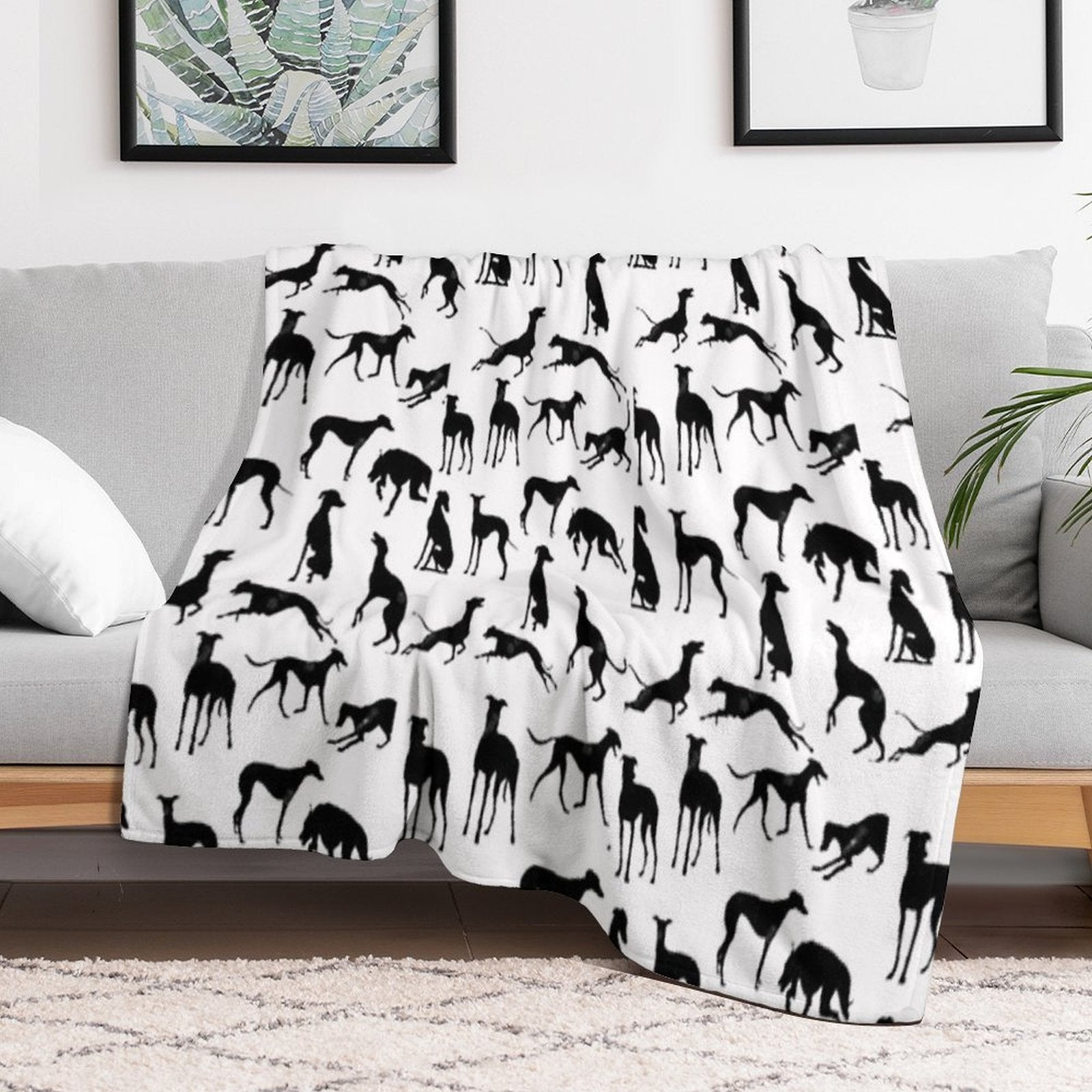 Beautiful Greyhound Semaphore with Hand Drawn Shrink-resistant Throw Blanket