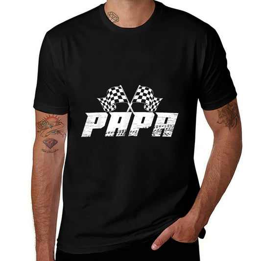 Papa Pit Crew Family Racing Birthday Race Car  Relaxed-fit T-Shirt
