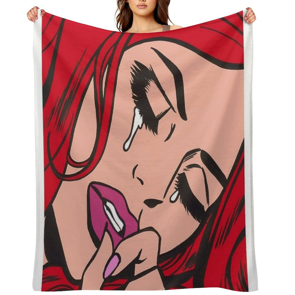 Red Crying Comic Girl Eco-conscious Throw Blanket