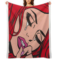 Red Crying Comic Girl Eco-conscious Throw Blanket