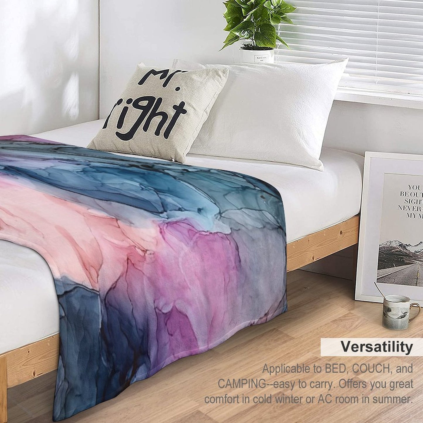 Heavenly Pastels 1 Original Abstract Ink Painting Eco-conscious Throw Blanket