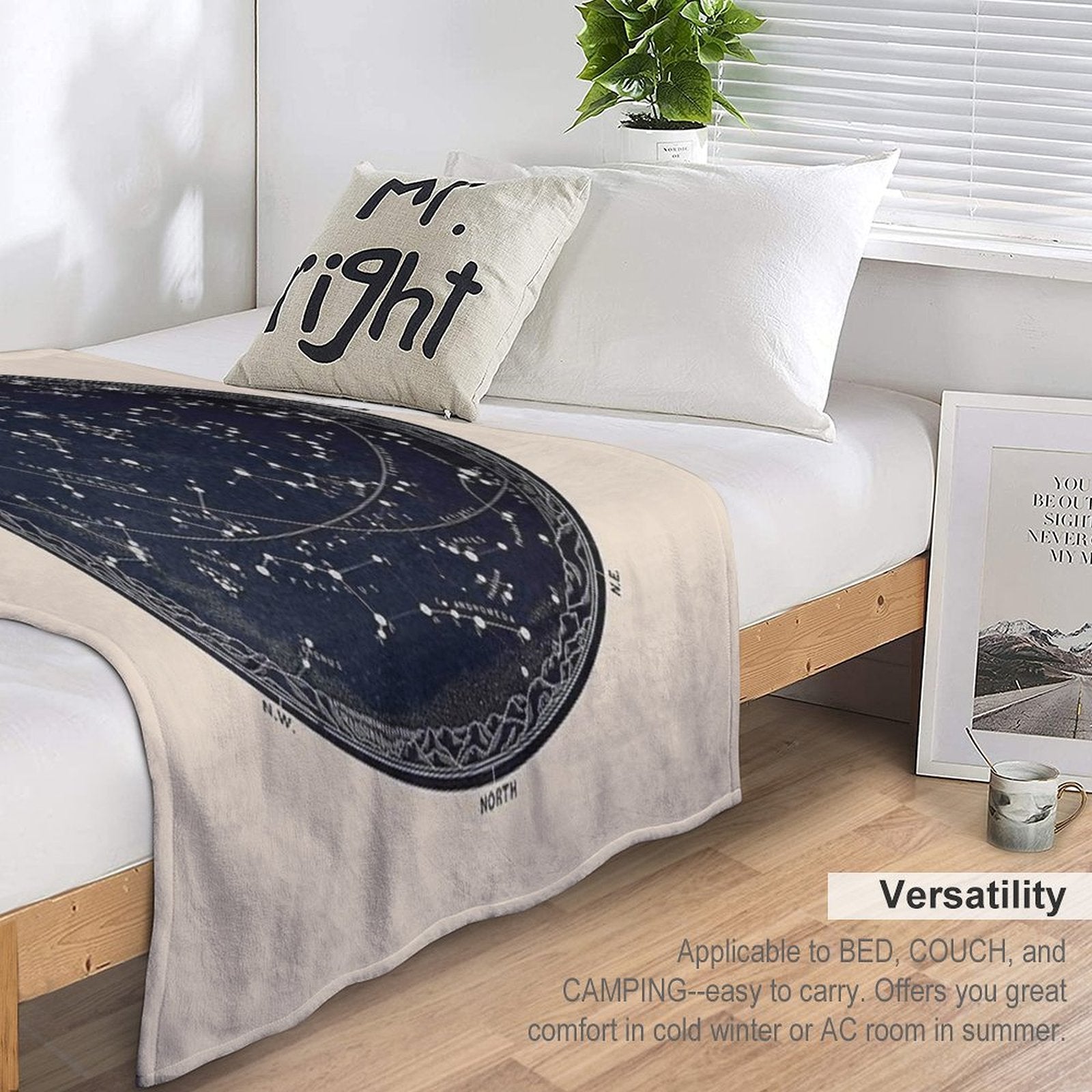 Antique Map of The Night Sky, 19th Century Astronomy Quick-dry Throw Blanket