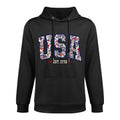 Women Floral USA Est 1776 Girly 4th of July American Girl Casual Wear Hoodie