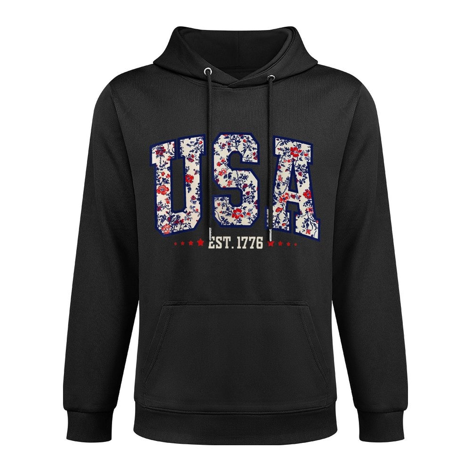 Women Floral USA Est 1776 Girly 4th of July American Girl Casual Wear Hoodie