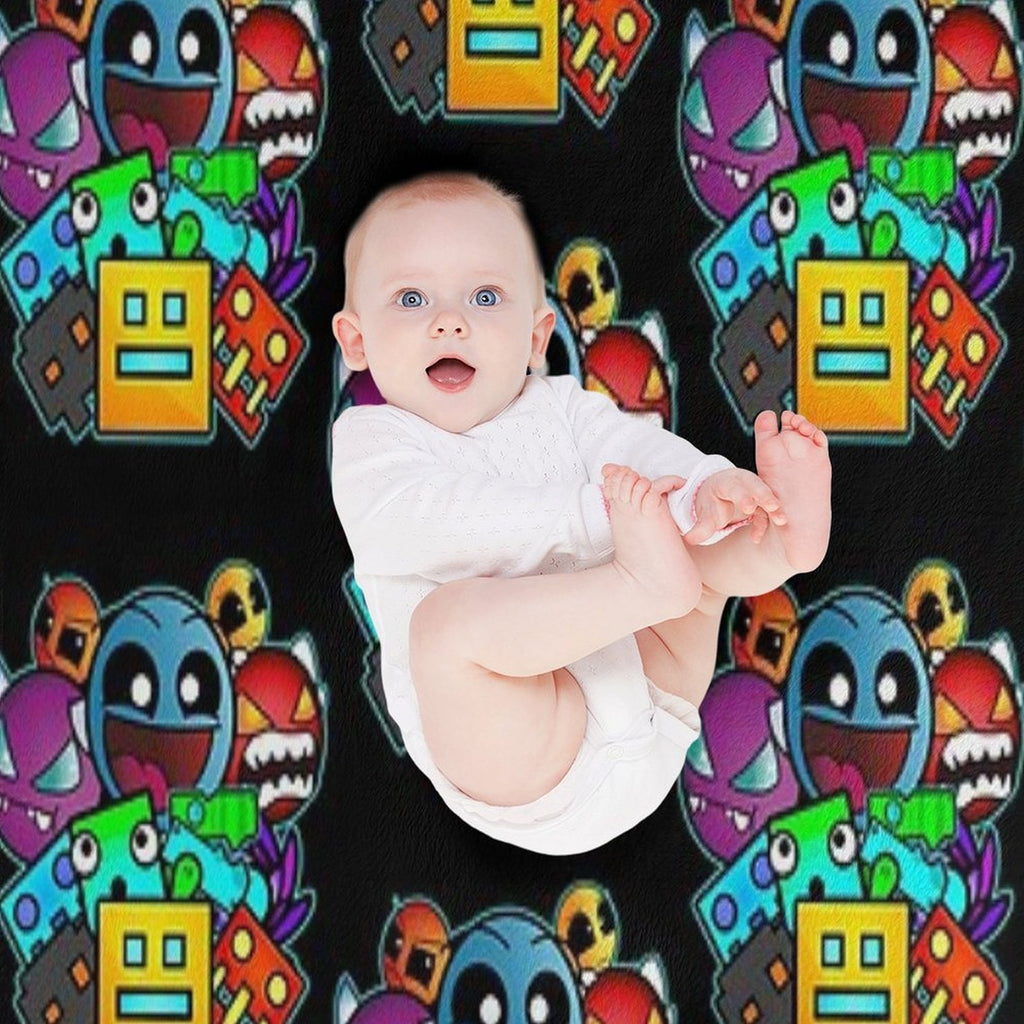 Geometry Dash Old School Gaming Compact Throw Blanket